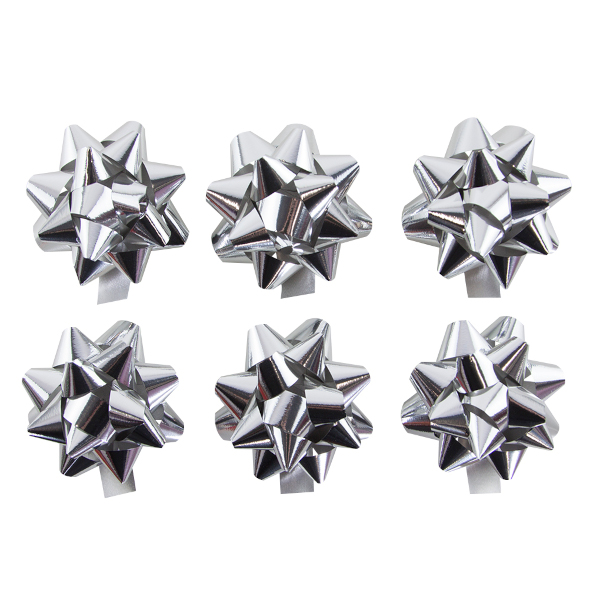 Бант для подарочной упаковки "Звезда" 7,6см металлик, серебряный 6231059 (1шт) Дон Баллон