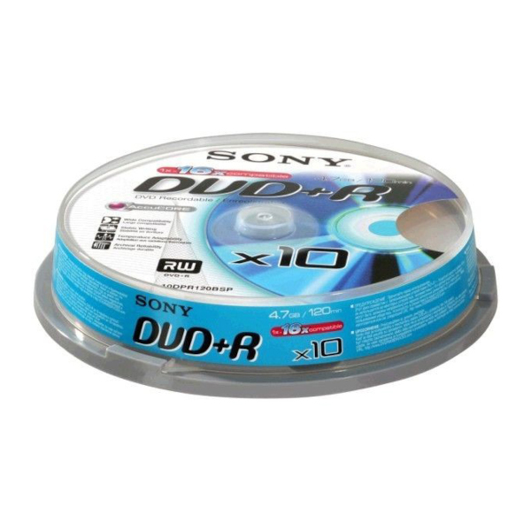 Диск DVD-R 4,7GB Sony 16x (Cake Box 10шт) 23402-0000004L